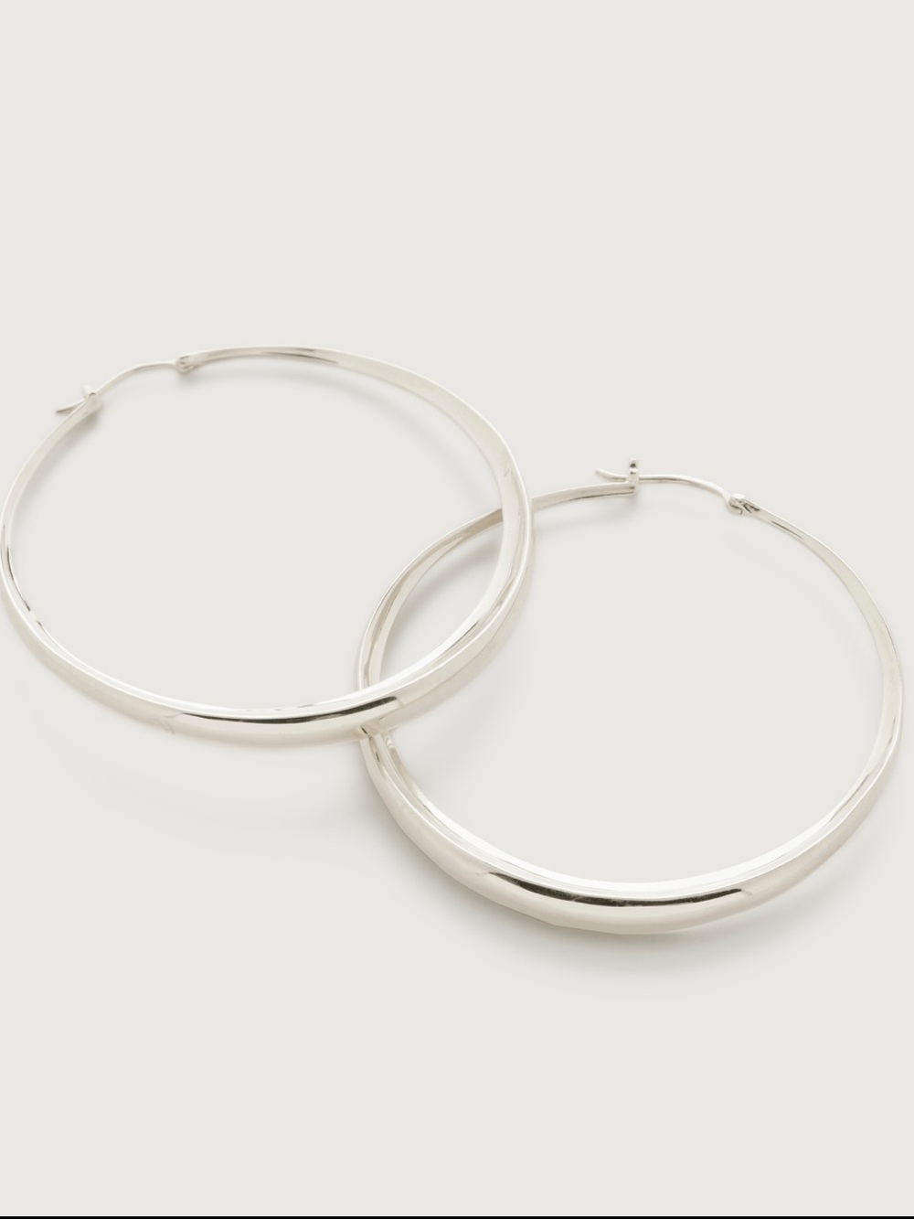 Monica Vinader Deia Chamfered Large Hoop Earrings Silver LIKE NEW Box + Pouch